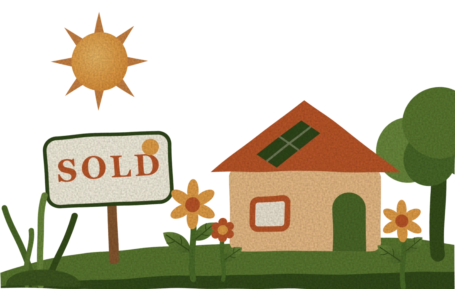 A solar home with a sold sign out front